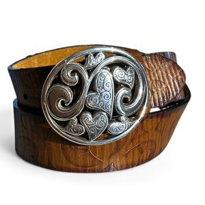 Brighton Love Carnival Brown Leather Belt Made in USA Size 32